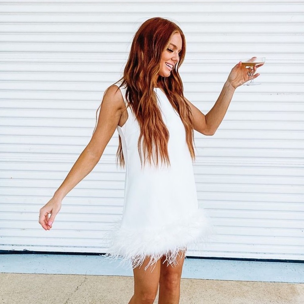 NWT white feather dress